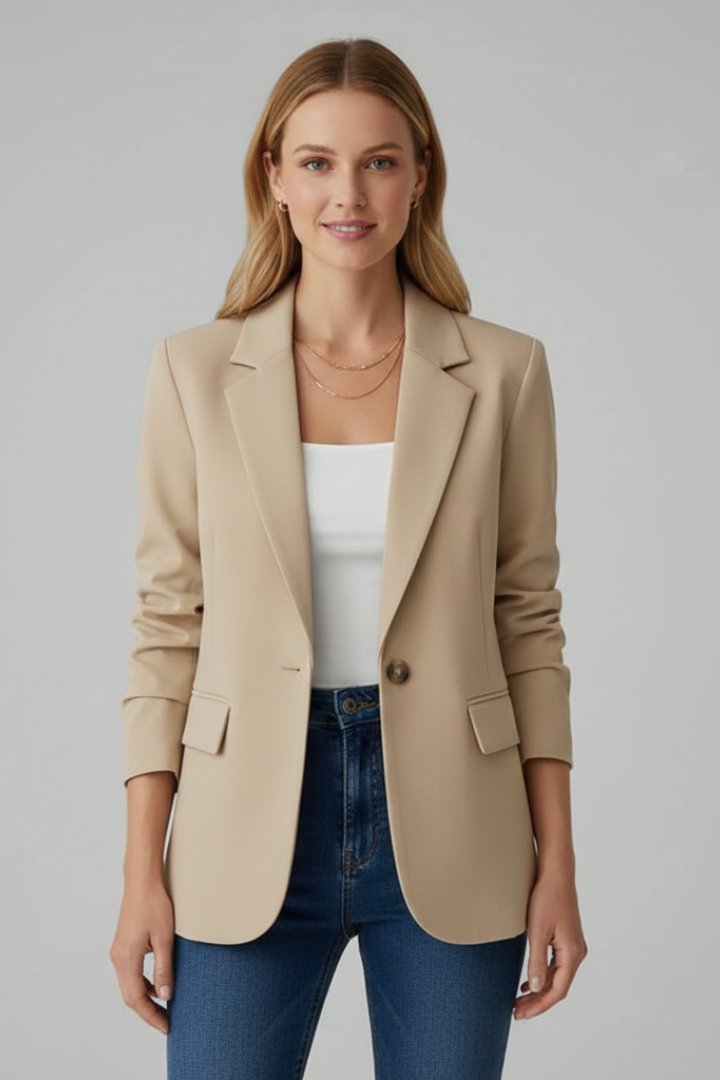 Women's Single-Button Blazer | Notched Lapel, Flap Pockets, Long Sleeves, Everyday Wear | 6 Colours, S to 3XL
