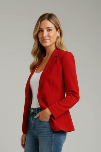 Women's Single-Button Blazer | Notched Lapel, Flap Pockets, Long Sleeves, Everyday Wear | 6 Colours, S to 3XL