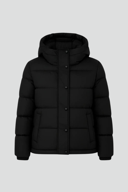 Women's Hooded Puffer Jacket | Quilted Insulated Design with Front Pockets | Black, Sizes M to 3XL
