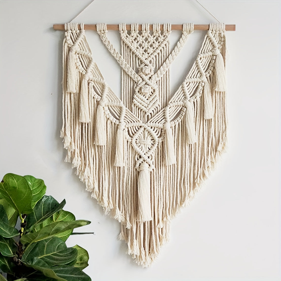Macrame Wall Hanging | Handwoven Cotton Tapestry with Fringe