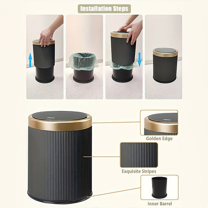 Oval Trash Can | Press-Top Lid with Odor-Sealing Inner Bucket
