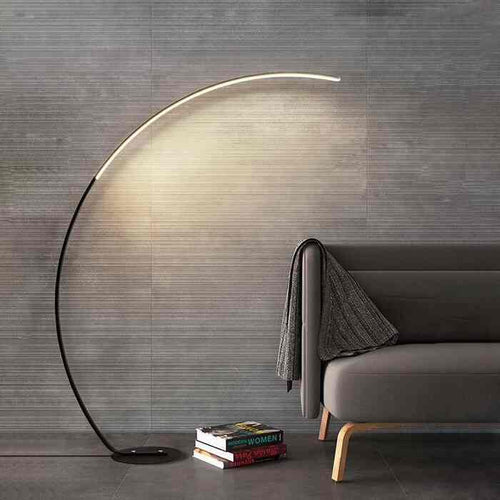 Arc Floor Lamp | 67 in Matte Aluminum Arc with 47 in Reach, 30W RGB LED | Remote and App Control, Black or White