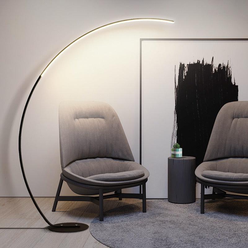 Arc Floor Lamp | 67 in Matte Aluminum Arc with 47 in Reach, 30W RGB LED | Remote and App Control, Black or White
