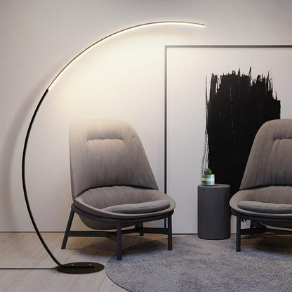 Arc Floor Lamp | 67 in Matte Aluminum Arc with 47 in Reach, 30W RGB LED | Remote and App Control, Black or White