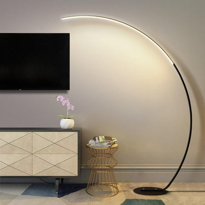 Arc Floor Lamp | 67 in Matte Aluminum Arc with 47 in Reach, 30W RGB LED | Remote and App Control, Black or White