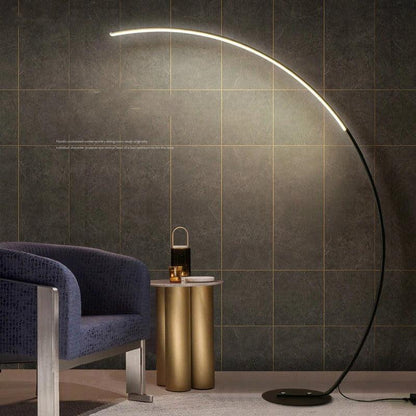 Arc Floor Lamp | 67 in Matte Aluminum Arc with 47 in Reach, 30W RGB LED | Remote and App Control, Black or White