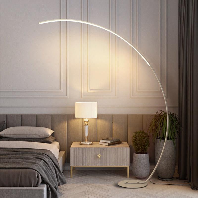Arc Floor Lamp | 67 in Matte Aluminum Arc with 47 in Reach, 30W RGB LED | Remote and App Control, Black or White