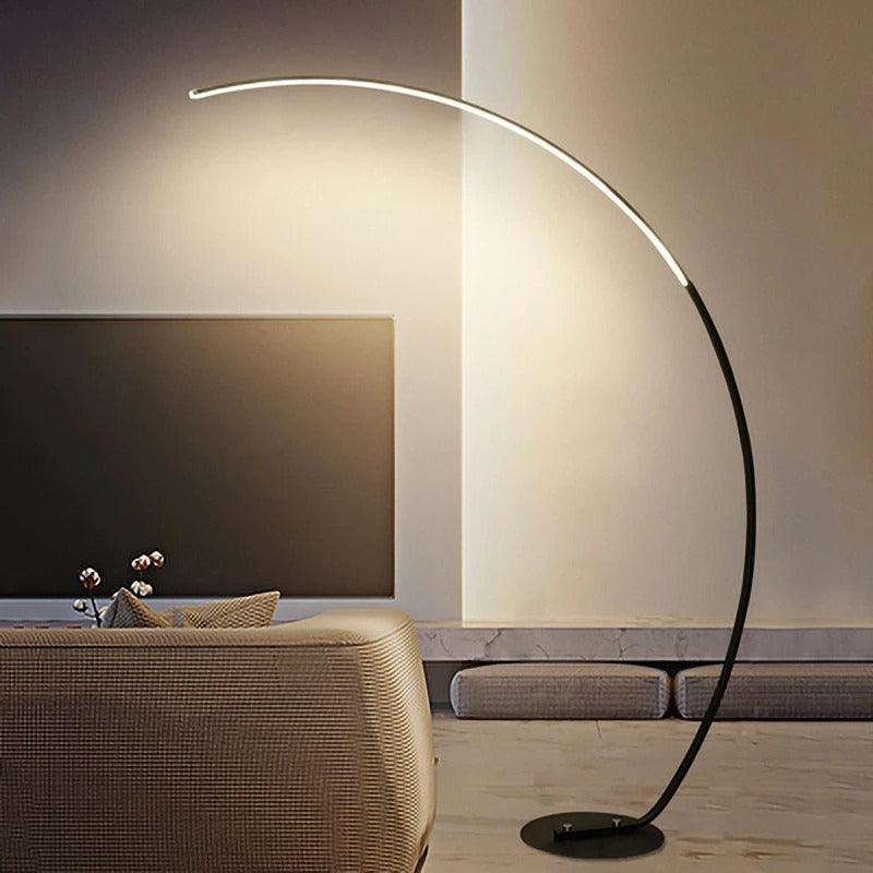 Arc Floor Lamp | 67 in Matte Aluminum Arc with 47 in Reach, 30W RGB LED | Remote and App Control, Black or White