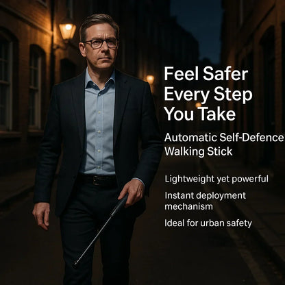 Automatic Self Defense Walking Stick | Alloy Steel, Anti-Slip Grip, Telescopic Design