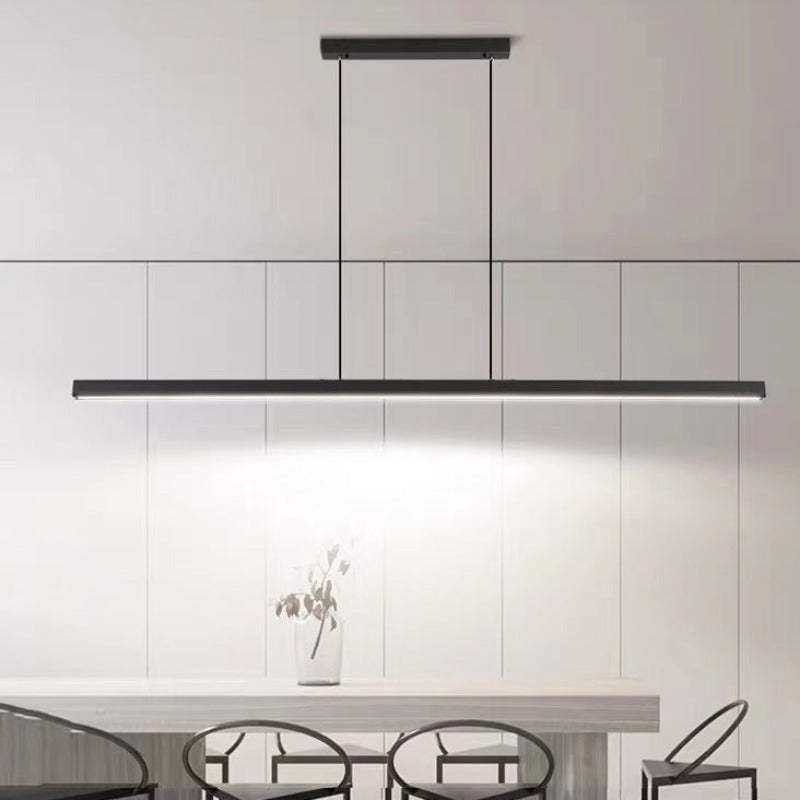 Linear LED Pendant Light | Black or Brown Metal and Acrylic Bar, 31.5 to 59 in | Adjustable Hanging, Dining Room