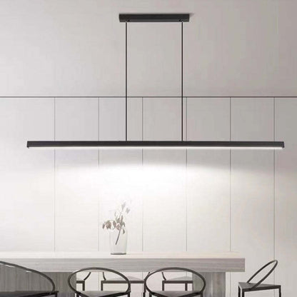Linear LED Pendant Light | Black or Brown Metal and Acrylic Bar, 31.5 to 59 in | Adjustable Hanging, Dining Room