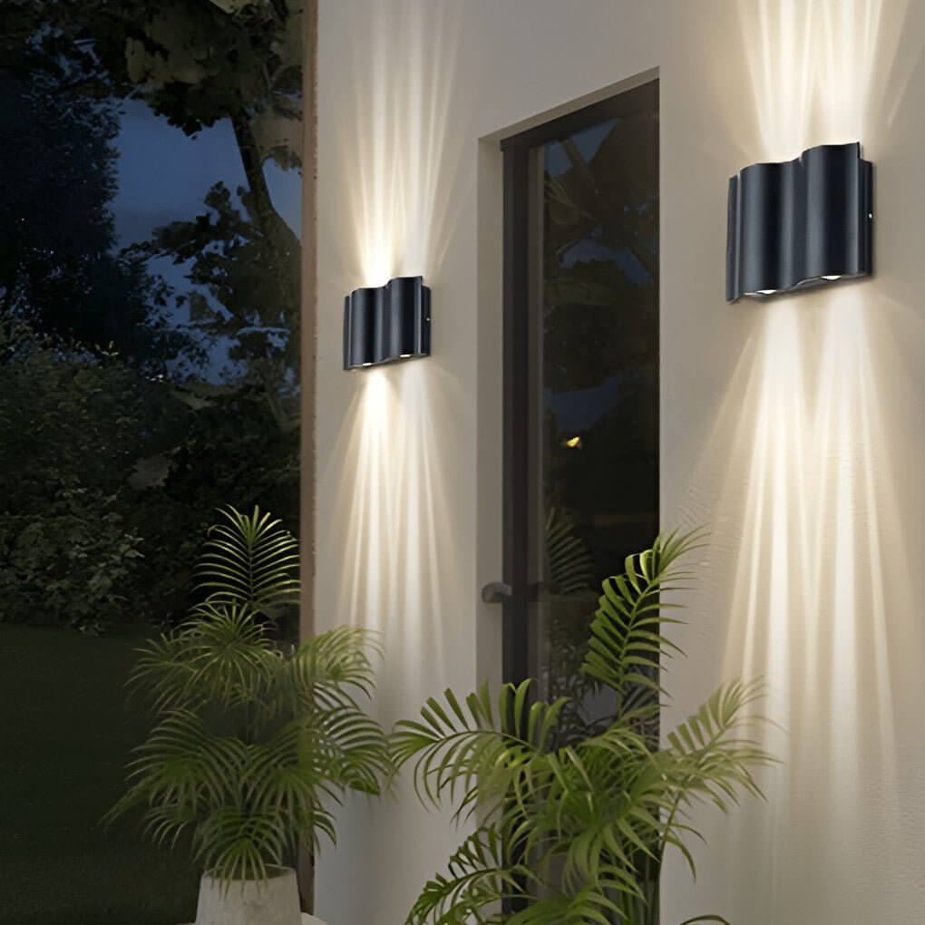 LED Up-Down Wall Light | Wavy Aluminum Design | IP54 Rated | 2-6 Light Configurations