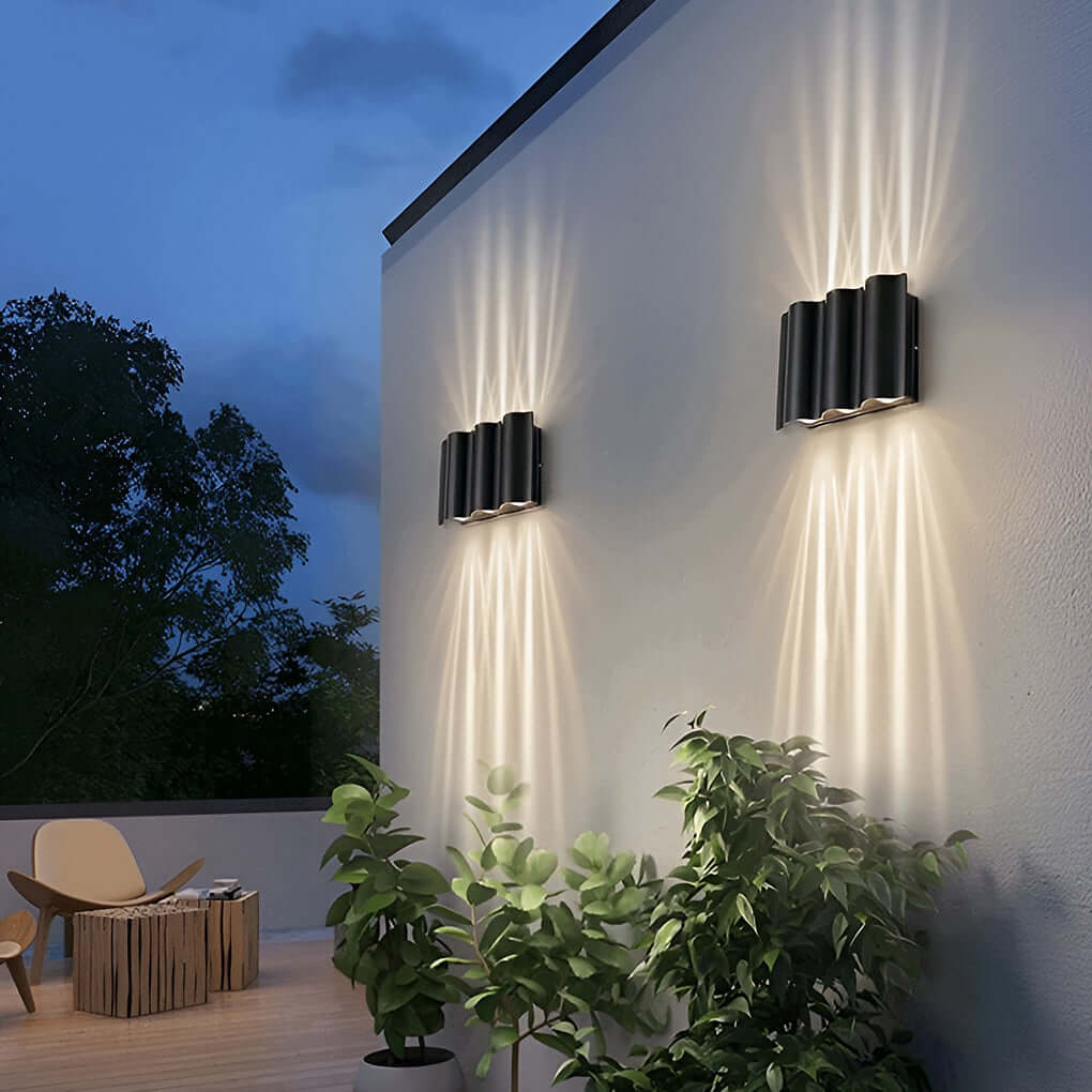 LED Up-Down Wall Light | Wavy Aluminum Design | IP54 Rated | 2-6 Light Configurations