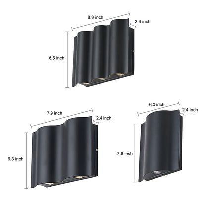LED Up-Down Wall Light | Wavy Aluminum Design | IP54 Rated | 2-6 Light Configurations