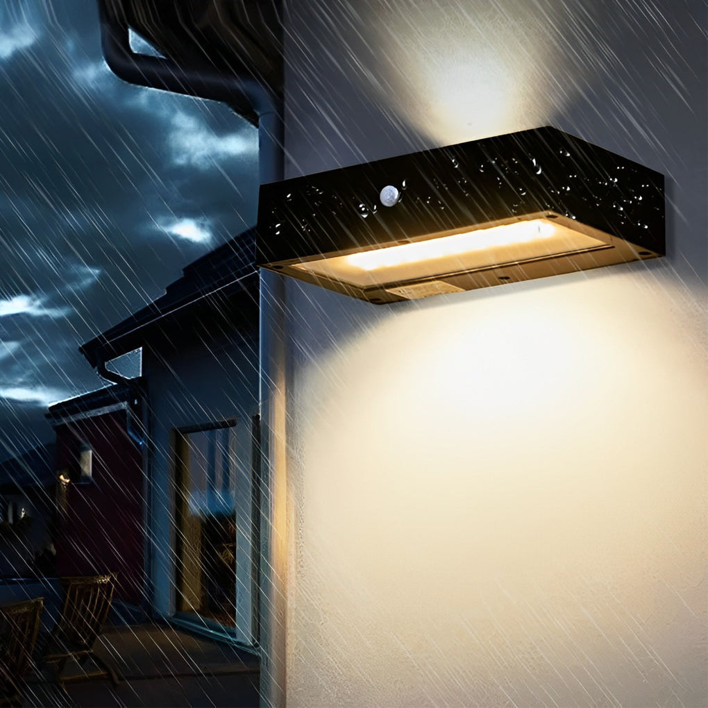 Motion Sensor Outdoor Wall Light | Black Aluminum | IP44 Waterproof | LED Solar Design
