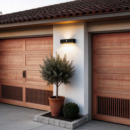 Motion Sensor Outdoor Wall Light | Black Aluminum | IP44 Waterproof | LED Solar Design