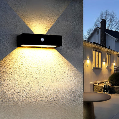 Motion Sensor Outdoor Wall Light | Black Aluminum | IP44 Waterproof | LED Solar Design