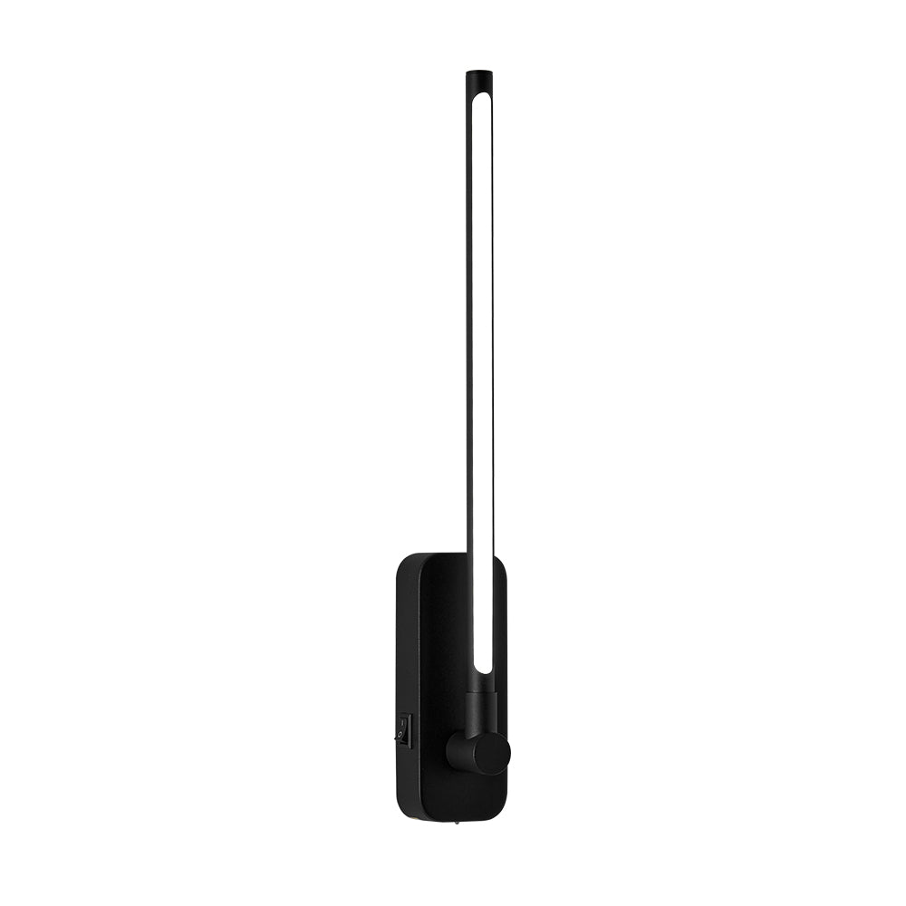 Black rechargeable LED bar wall light, front view