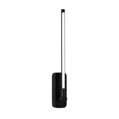 Black rechargeable LED bar wall light, front view