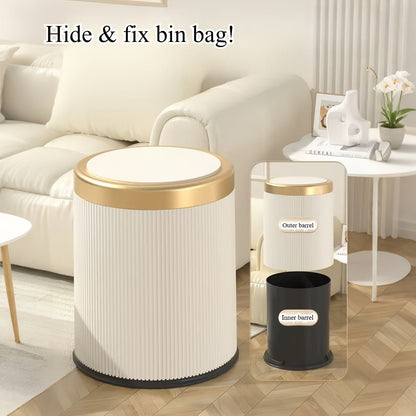 Oval Trash Can | Press-Top Lid with Odor-Sealing Inner Bucket