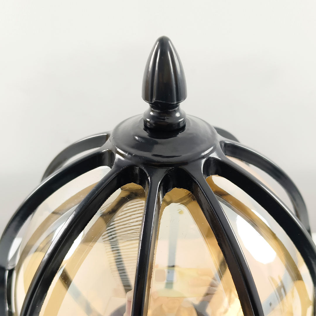 Outdoor Globe Pillar Light | Retro Glass Shade with Copper Base | IP54 Weather-Resistant Design
