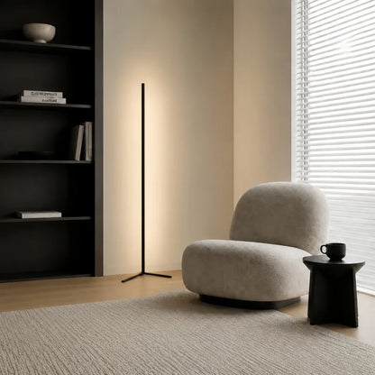 Corner Floor Lamp | 47 or 57 in LED Light Bar on a Triangle Base | Foot Switch, Warm or 3-Color Light