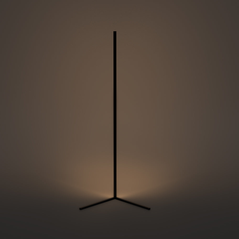 Corner Floor Lamp | 47 or 57 in LED Light Bar on a Triangle Base | Foot Switch, Warm or 3-Color Light