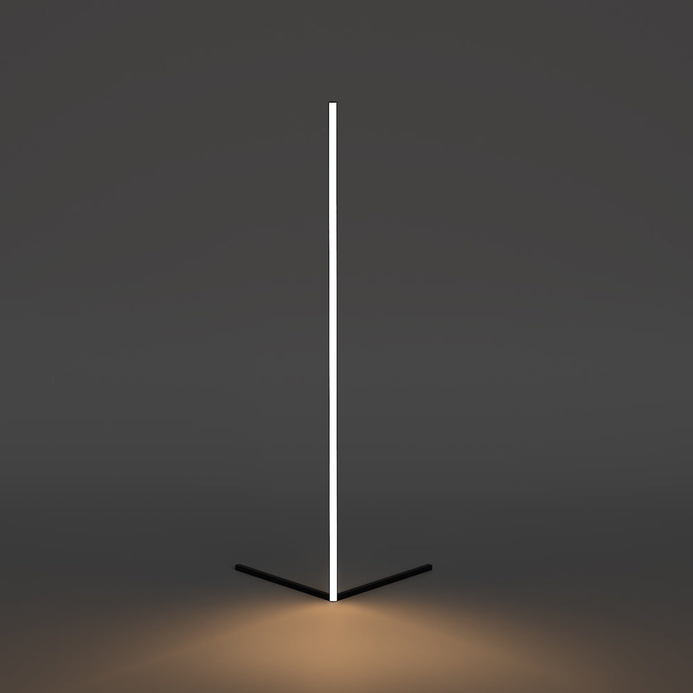 Corner Floor Lamp | 47 or 57 in LED Light Bar on a Triangle Base | Foot Switch, Warm or 3-Color Light