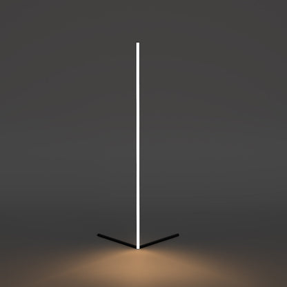 Corner Floor Lamp | 47 or 57 in LED Light Bar on a Triangle Base | Foot Switch, Warm or 3-Color Light