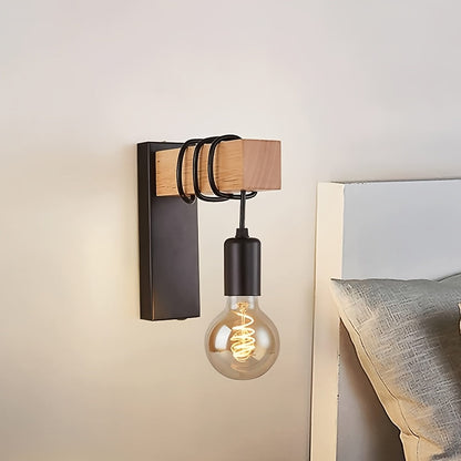 Industrial Wall Sconce | Metal and Wood Design
