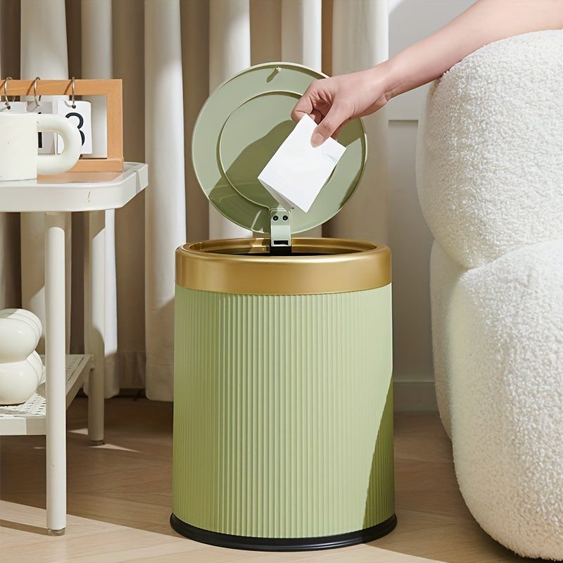 Oval Trash Can | Press-Top Lid with Odor-Sealing Inner Bucket