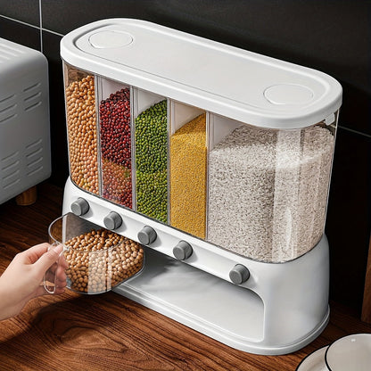 Multi-Compartment Airtight Grain Storage Container | Clear Food-Grade Plastic with Flip-Top Lid