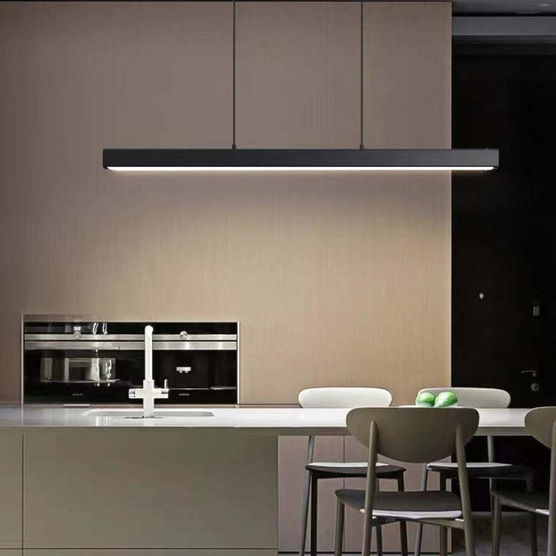 Linear LED Pendant Light | Black or Brown Metal and Acrylic Bar, 31.5 to 59 in | Adjustable Hanging, Dining Room