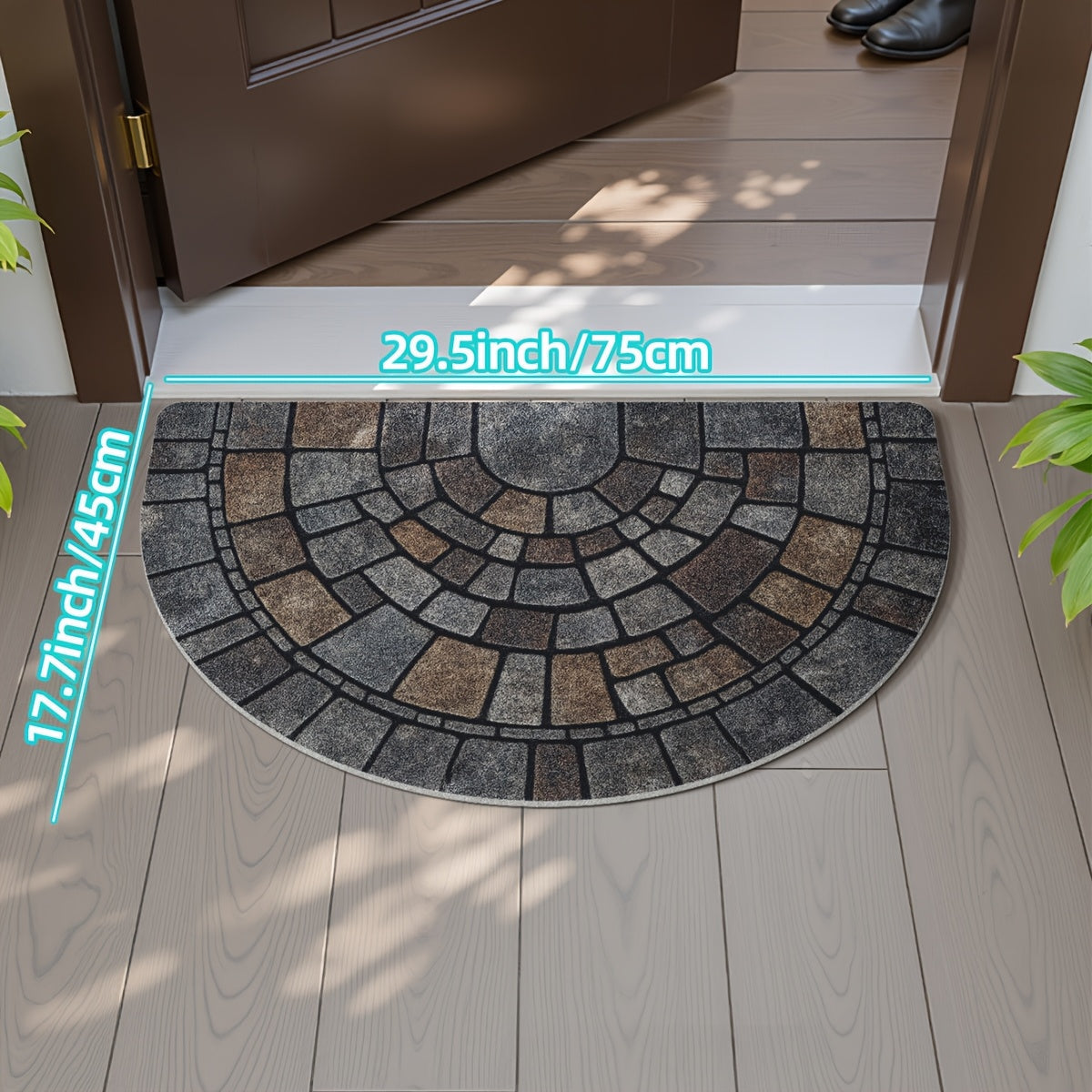 Mosaic Door Mat | Non-Slip Polyester | Semicircle