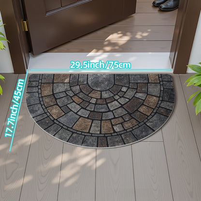 Mosaic Door Mat | Non-Slip Polyester | Semicircle