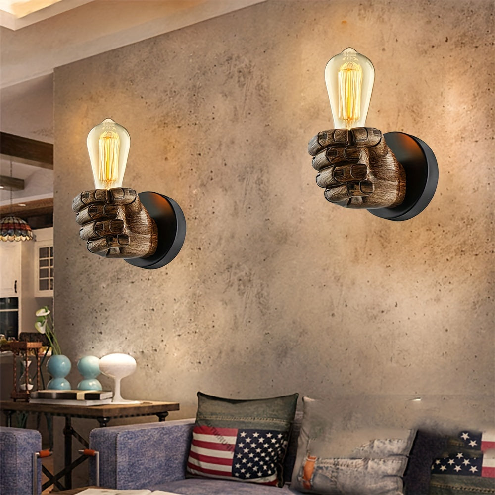 Industrial Wall Lamp | Hand-Shaped Resin Sconce for E26 Bulb