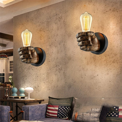 Industrial Wall Lamp | Hand-Shaped Resin Sconce for E26 Bulb