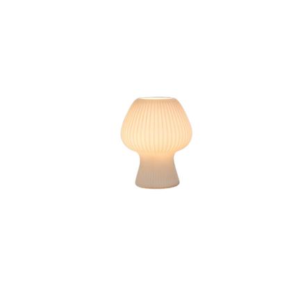 Table Lamp | Ribbed Glass, Vintage Mushroom Design