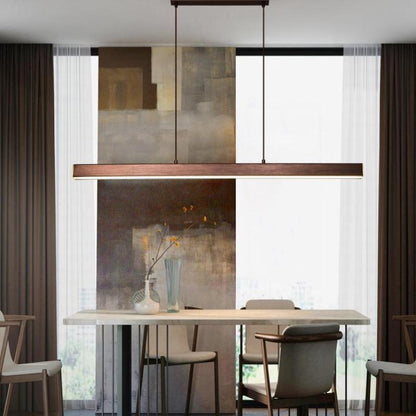 Linear LED Pendant Light | Black or Brown Metal and Acrylic Bar, 31.5 to 59 in | Adjustable Hanging, Dining Room