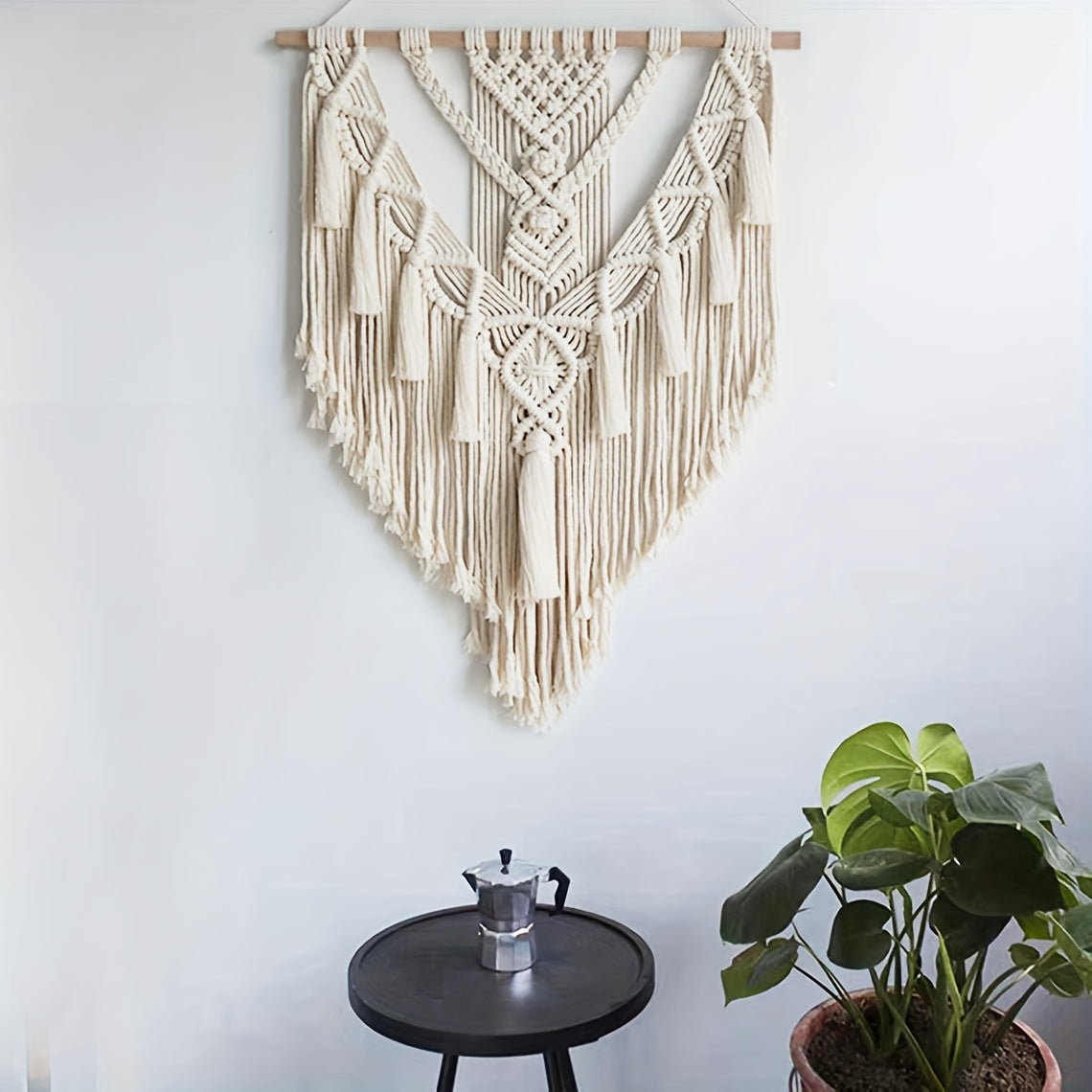 Macrame Wall Hanging | Handwoven Cotton Tapestry with Fringe