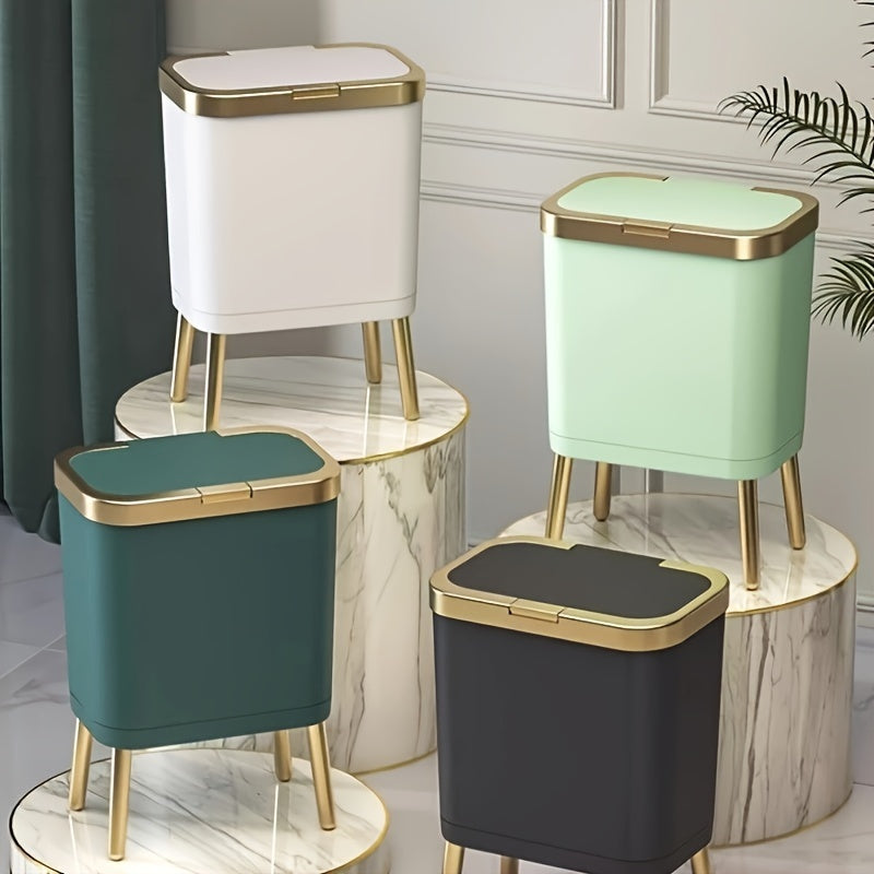 Odour-Sealing Trash Can 15L | Modern Slim Design with Elevated Legs