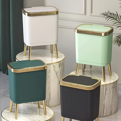 Odour-Sealing Trash Can 15L | Modern Slim Design with Elevated Legs