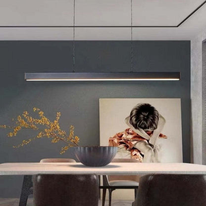 Linear LED Pendant Light | Black or Brown Metal and Acrylic Bar, 31.5 to 59 in | Adjustable Hanging, Dining Room