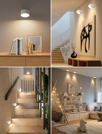 Rechargeable Wall Sconce | Magnetic LED Puck Light, 360° Swivel | Remote and Touch Dimming, Single or Set of 2