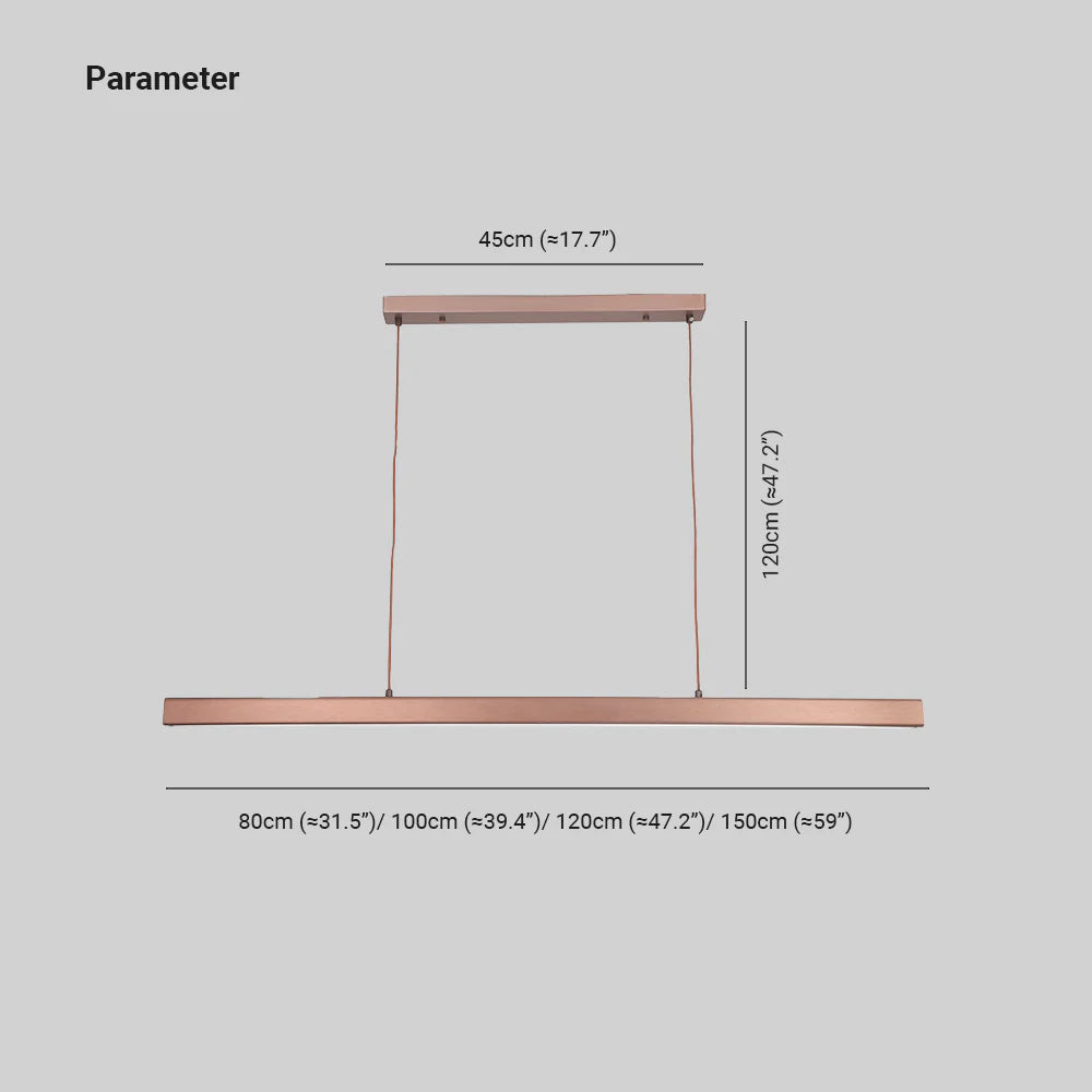Linear LED Pendant Light | Black or Brown Metal and Acrylic Bar, 31.5 to 59 in | Adjustable Hanging, Dining Room