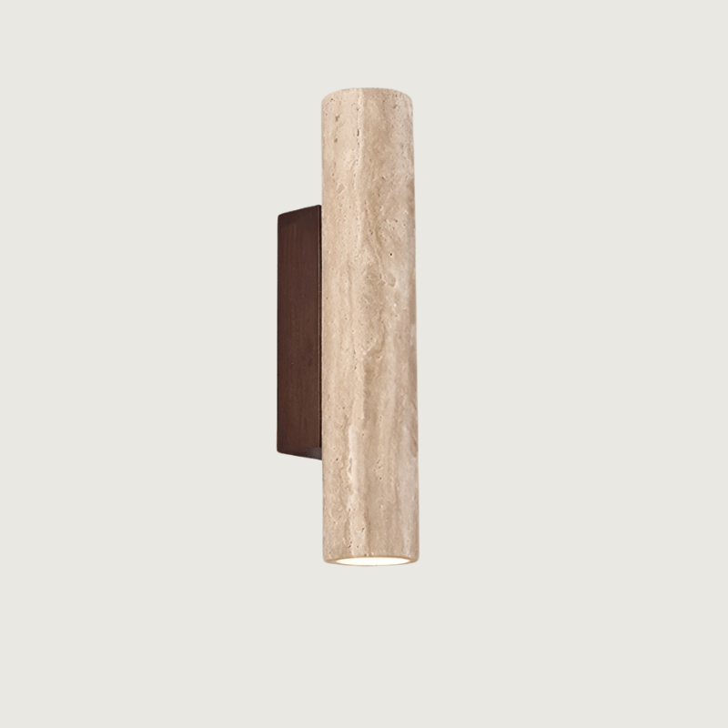 Travertine Wall Sconce | Natural Stone Cylinder, Up and Down Light | 11 or 12.6 in Modern Japandi Wall Light