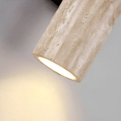 Travertine Wall Sconce | Natural Stone Cylinder, Up and Down Light | 11 or 12.6 in Modern Japandi Wall Light