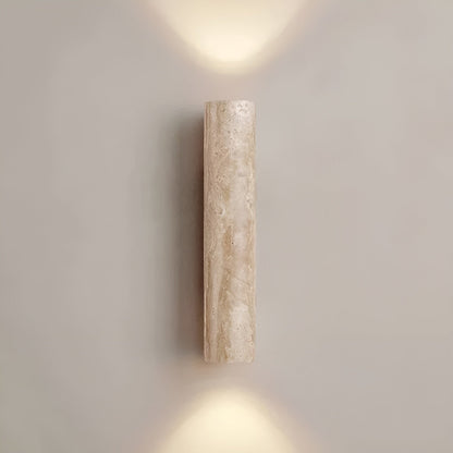 Travertine Wall Sconce | Natural Stone Cylinder, Up and Down Light | 11 or 12.6 in Modern Japandi Wall Light