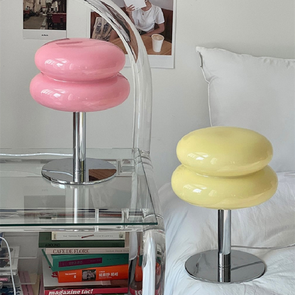 LED Table Lamp | Handcrafted Glass Shade with Chrome Base