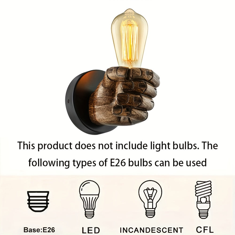 Industrial Wall Lamp | Hand-Shaped Resin Sconce for E26 Bulb
